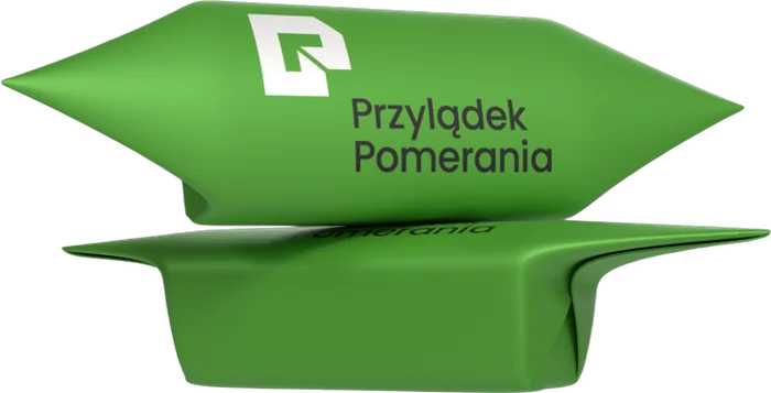 Krówka z logo firmy Przylądek Pomerania