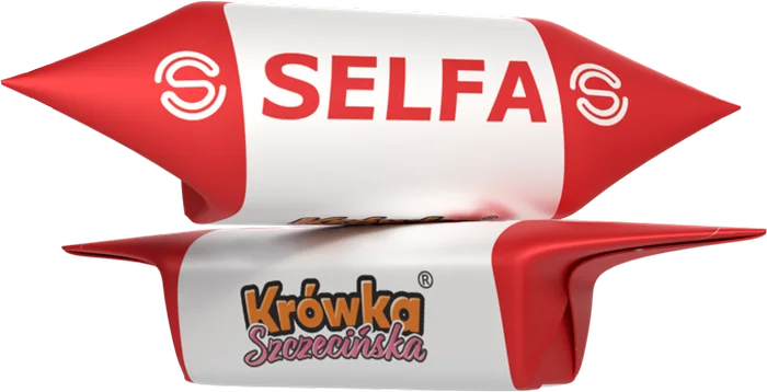 Krówka z logo firmy Selfa